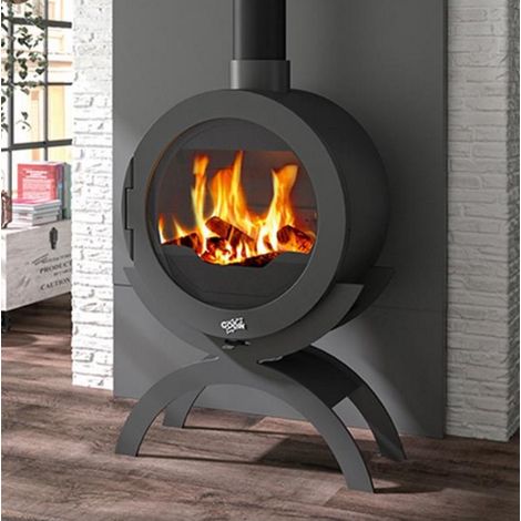 Godin – Poêle à bois étanche 8,5kW pour bûches jusqu'à 50cm – Raccordement dessus Ø 180mm – Prise d'air Ø 100mm – 410101ANTH (1/4)