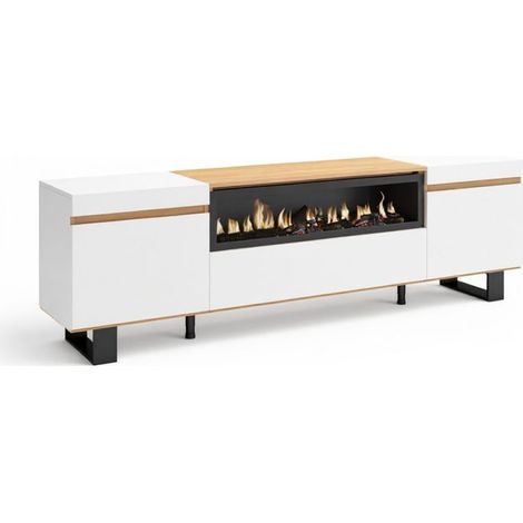 Mueble TV Kavos Up Chimenea Blanco - Roble Arena (ancho) x 57cm (alto) (1/5)