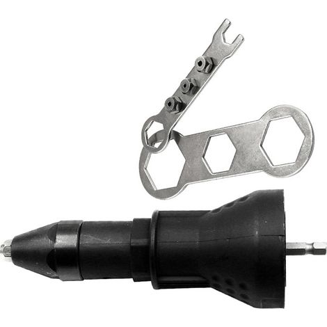 Adaptateur pour riveteuse électrique, riveteuse, pistolet à rivets, rivetage, rivet pop, perceuse électrique, mise à niveau électrique, riveteuse, modèle standard noir - emballage en sachet plastique (1/4)