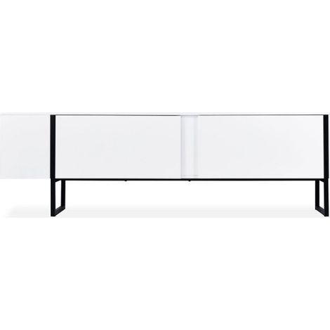 Meuble TV 2 portes "Valentin" 180cm Blanc & Noir (1/5)