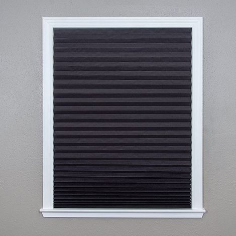 Estor enrollable de papel plisado opaco original, no requiere herramientas, color negro, 60 x 150 cm, 1 hoja. (1/4)