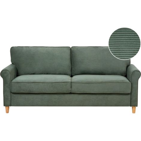 Sofa 3 Seater RONNEBY Corduroy Dark Green (1/5)