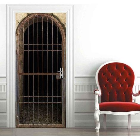 Lntyq Sticker Porte Effet 3D Chambre Décoration Portail En Ferraille 77 X 200 Cm Stickers De Porte Auto-Adhésif Imperméable Amovible Art Stickers Pour Salon Chambre Décoration Autoco (1/5)