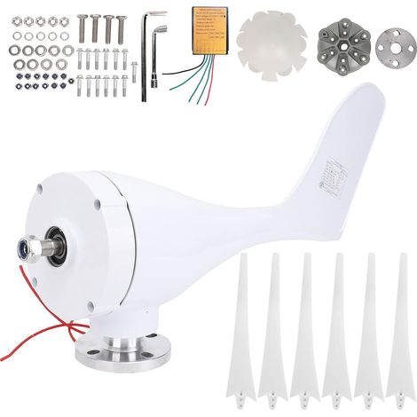 éolienne 800W 6 pales 48V maison, rendement annuel amélioré Démarrage sous faible vent, installation sur bateau ou cabine, stator anti-traînée, couplage rotor-générateur (1/5)