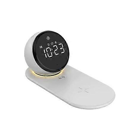 Digitaler Wecker, Nachtlicht, 15-W-Schnellladegerät (kabellos), 3-stufig dimmbare Touch-Tischlampe mit