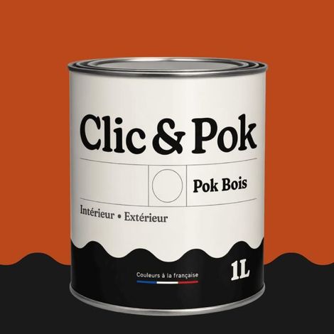Peinture Bois Extérieur – POK BOIS - 1L - RAL 2001 - Orangé rouge- Résistante aux intempéries - Ne s'écaille pas (1/4)
