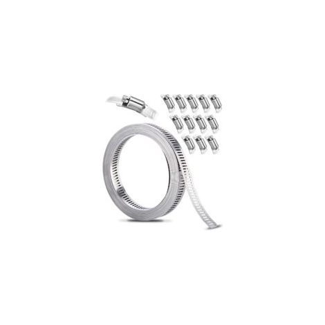 DIY-Schlauchschellen-Set aus Edelstahl 304, 3,5 m perforiertes Metallband + 12 verstellbare Schellen, für Rohre, Gas, Wasser, Autos, Waschmaschinen, Garten - Crezuo