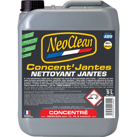 Nettoyant jantes CONCENT'JANTES formule concentrée - bidon de 5 litres - Ce produit de marque NEOCLEAN est neuf.