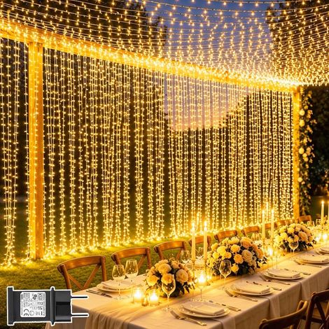 Rideau Lumineux 6m x 3m 600 LED Guirlande Lumineuse Extérieur et Intérieur (1/5)