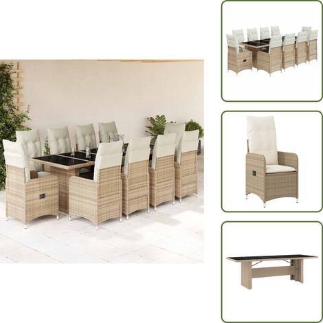 Cuscini da seduta - vidaXL Set Bistrò da Giardino 11 pz con Cuscini in Polyrattan Beige - Cuscini per schienale