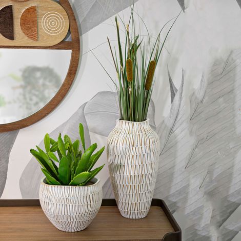 Vase Rugero Dmora, en Résine Blanche