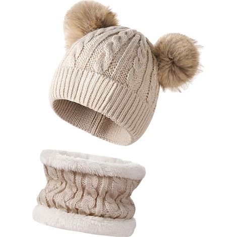 Bonnet et écharpe en acrylique pour enfants - Équipement d'hiver respirant - 6 options de couleur (1/4)