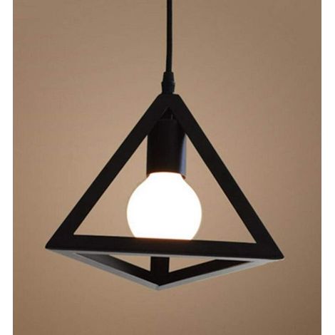Plafonnier rétro suspendu Plafonnier industriel, Abat-jour rétro industriel triangulaire en métal pour la cuisine, la chambre, le salon, l'extérieur avec une lumière chaude 5W LED (1/4)