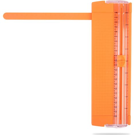 Coupe-papier orange 2 lames double échelle plastique acier 27x8,5x2,5cm massicot scrapbooking maison (1/5)