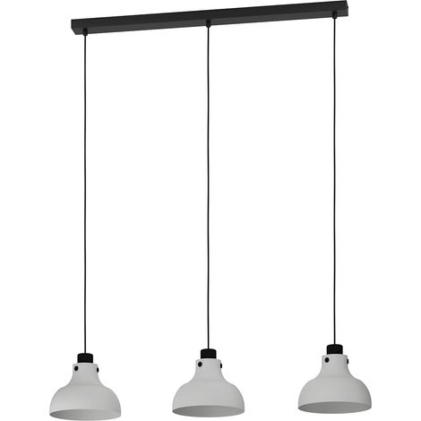 Lampadario A Sospensione Vintage Matlock Acciaio Nero Grigio 3 Luci E27