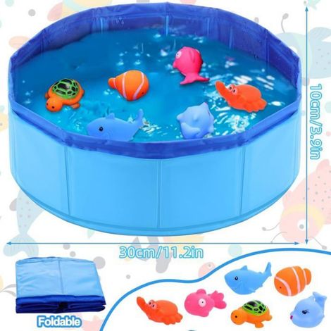 Piscine Chat, 30×10cm, Pataugeoire pour Animaux, Jouets Aquatiques pour Chatons et Chiots Puissent Jouer et Baigner (Bleu) (1/4)