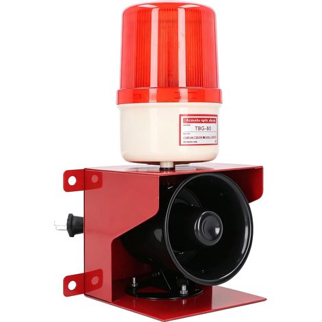 Sirène d'Alarme Industrielle, Sirène Industrielle 120 DB avec Lumière Stroboscopique, Avertisseur de Sécurité IP65 Étanche, Alarme Sonore pour Mine, Pierre, Cour de Sable(Prise UE 220V) (1/4)