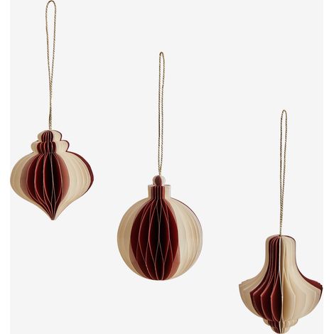 Ensemble de 3 décorations de Noël en papier Luriane SKLUM Rouge Grenat