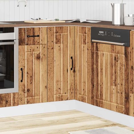 Meuble d’angle de cuisine avec porte, bois d’ingénierie, vieux bois, 75,5 x 75,5 x 81,5 cm - PANGIVO (1/5)