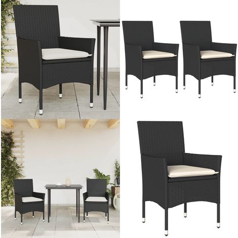 Chaises de jardin avec coussins lot de 2 noir résine tressée - Chaise De Jardin - Fauteuil De Jardin - Mobilier De Jardin - Résine Tressée - Rotin Synthétique - Home & Living (1/5)