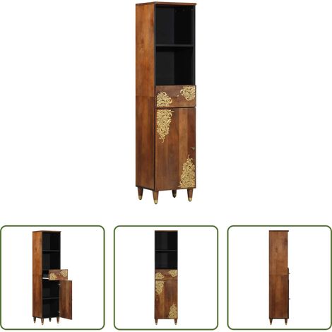 Buffet moderne - Armoire de salle de bain marron miel 38 x 33 x 160 cm (1/5)
