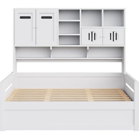 Einzelbett 90 x 200 cm mit hydraulischem Stauraum, weiß, aus Holz MODENUIT (1/5)