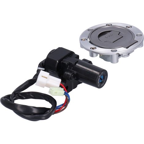 Kit de verrouillage pour moto comprenant un bouchon de réservoir, un contacteur et une boîte de rangement avec clé, compatible avec Yamaha YZF R1 R6 2001-2011 (1/5)