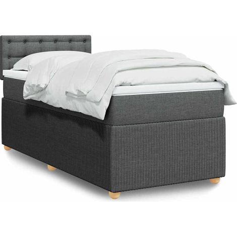 Boxspringbett mit Matratze Dunkelgrau 100x200 cm Stoff