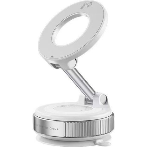 Support téléphone voiture magnétique – Aimant N52 avec base ventouse miroir, réglable trois axes, rotation 360° et fixation ABS pliable (1/5)