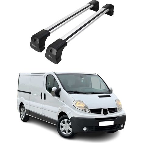 OMAC Dachträger Querträger kompatibel mit Renault Trafic II 2001-2014 – 2 Stangen – Abschließbar – Aluminium Silber (1/5)