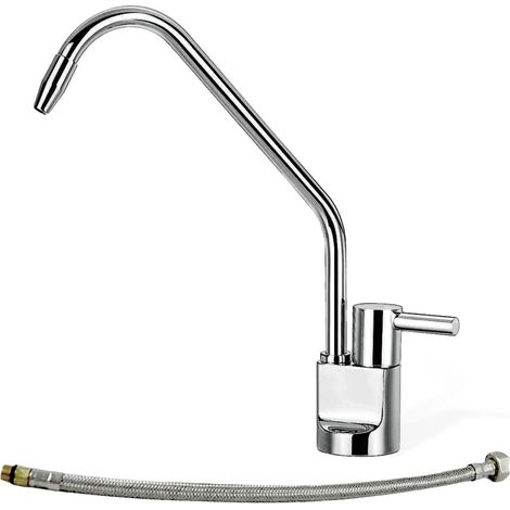 Robinet De Puisage Chromé Pour Osmoseur Et Filtre Sous Evier Avec Kit De Raccordement 3/8 pouces (1/2)