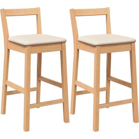 Maison Exclusive - Barhocker mit Kissen 2 Stk. Natur Massivholz G