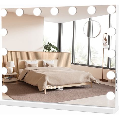 Specchio per il trucco 58 x 48 x 10 cm con musica wireless funzioni touch lente d'ingrandimento portatile latta 200020159