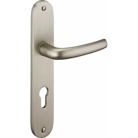 THIRARD - Ensemble de poignées pour porte d'entrée Chantilly trou de cylindre, carré 7mm, entr'axes 195mm, anodisé inox - THIRARD
