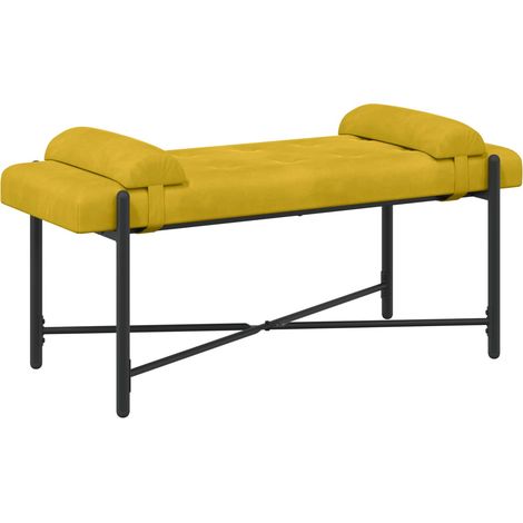 Banc capitonné à boutons avec coussins Jaune 110 x 40 x 46 cm vidaXL (1/5)
