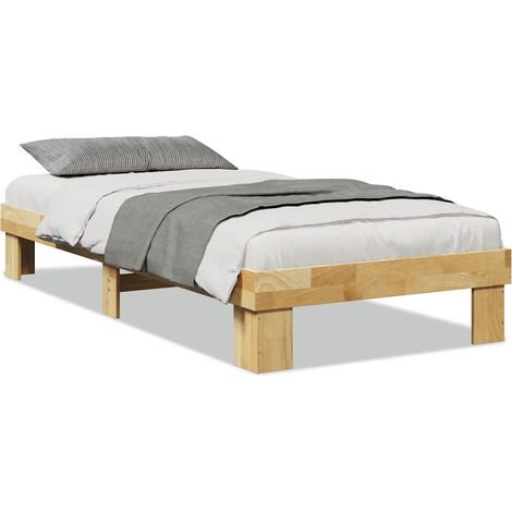Lit simple  Lit adulte  Cadre de lit sans matelas 75x190 cm bois massif de chêne (1/5)