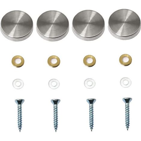 Lot de 4 Vis Décoratives pour Miroir en Acier Inoxydable Poli Capuchons pour Clous Fixation Meubles Verre Armoires Taille 20 mm (1/5)