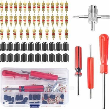 64 Pièces Outils pour Valves de Pneus, Démonte Valve Pneu, Démonte Obus de Valve des Pneus, Demonte Obus Valve Voiture, Outil de Réparation de Valve de Pneu, pour Vélo Moto Voiture Camion de Pneu
