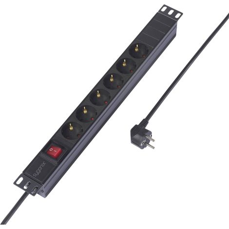 Multiprise 19 pouces Sygonix SY-6736978 x6 noir contact de protection 1 pc(s) Y861603 (1/5)