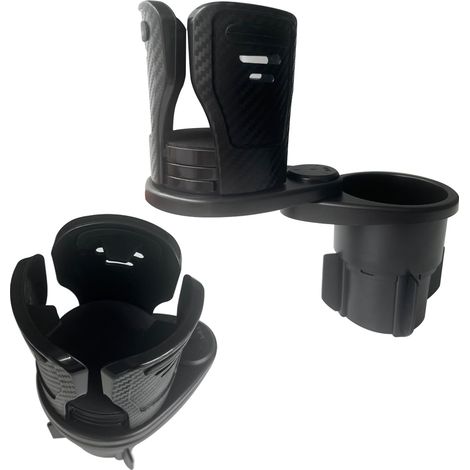 Extension de porte-gobelet 2 en 1 pour voiture, adaptateur d'extension de porte-gobelet double pour voiture, avec base rotative réglable à 360° pour stabiliser le prolongateur de porte-gobelet de 3" à (1/5)