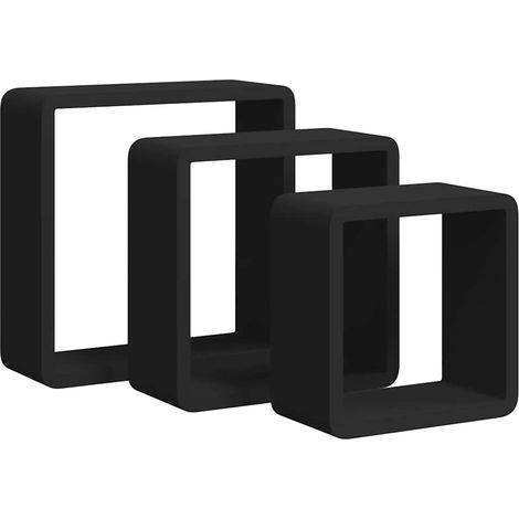 Estantes cubo de pared 3 unidades MDF negro vidaXL