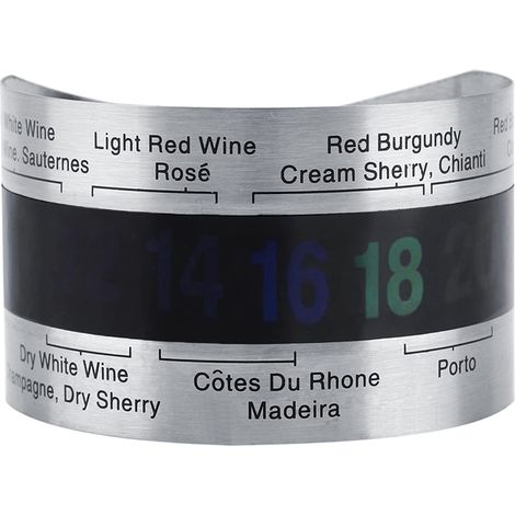 Thermomètre à vin LCD en acier inoxydable pour bouteille de bière et de vin rouge, bracelet avec capteur de température (1/4)