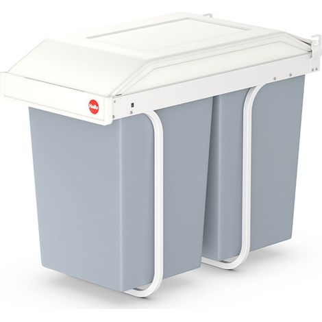 Hailo – Poubelle de tri encastrable 2 x 14 L – Installation sous meuble 30 cm – Corps en tôle d’acier – Couvercle déplaçable – Capacité 28 L (1/10)