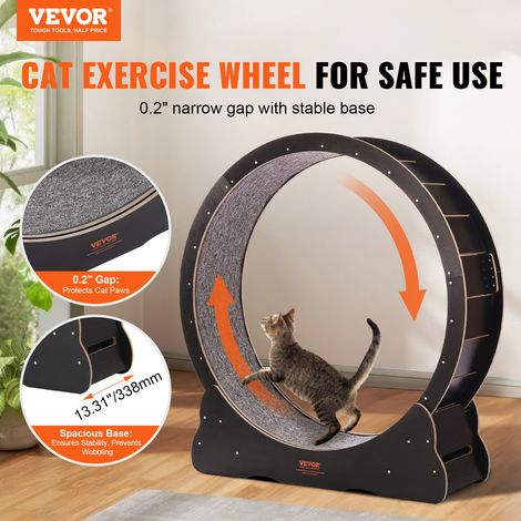 Roue d'Exercice pour Chat 1100 mm Grande Roue de Course d'Intérieur, avec Tapis Roulant Amovible, Teaser pour Chat pour Courir, Marcher, Entraînement, Convient à la Plupart des Chats, Noir (1/5)