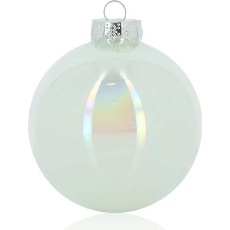 ARPIMEX Box 12 Sfere Natale Vetro D 100 Mm Bianco Perla