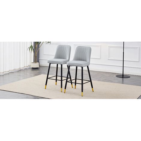 chaise banc tabouret de bar 100 cm PU gris OKMYHOME (1/5)