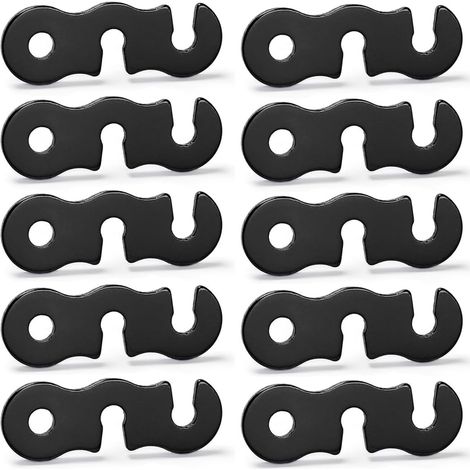 (Noir) 10 tendeurs de corde de tente en alliage d'aluminium pour tente de camping et de pique-nique (1/5)