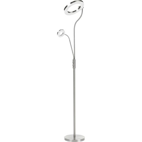 Lámpara de pie LED moderna base de metal con regulador de intensidad iluminación oficina plateado Afton (1/5)