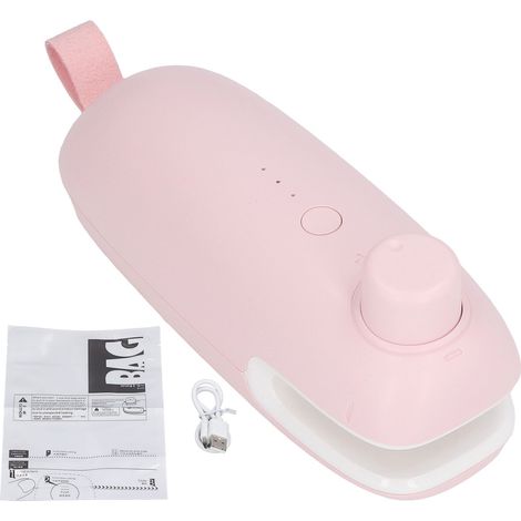 Scelleuse de sacs à chaud USB, machine de découpe et de scellage, rose, chargement portable pour un meilleur rangement (1/5)