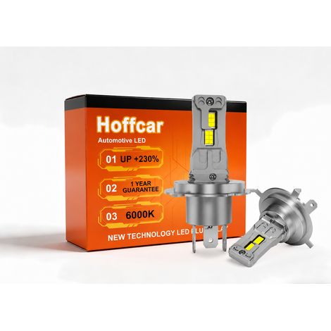 HC-H4 Lampadine H4 LED 6500LM 6000K Bianco Freddo 60W CANBUS Plug and Play, Lampade H4 Auto Moto IP68 Alta Luminosità 1:1 per Fari Anteriori